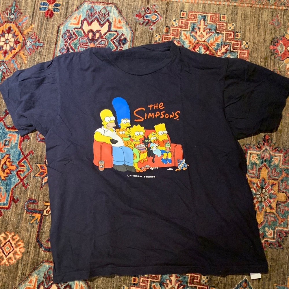 Universal The Simpsons Navy Graphic Tee with Colorful Family Print